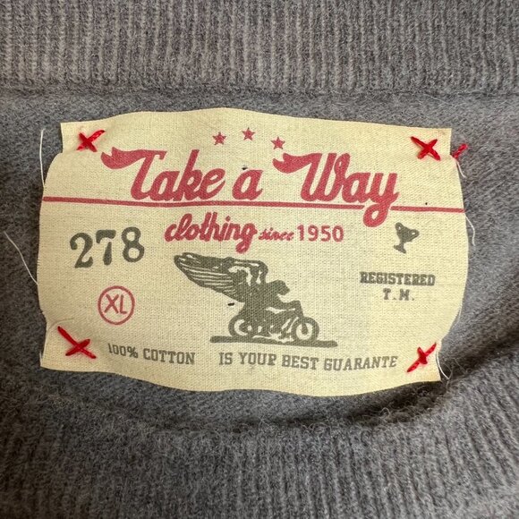 Take A Way Clothing Sweater Mens XL Gray Crewneck Pullover Jumper - Picture 4 of 4